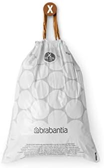 Brabantia PerfectFit Trash Bags (Size X/2.6-3.2 Gal) Thick Plastic Trash Can Liners with Drawstring Handles (200 Bags)