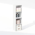 Furinno Reed Closet Organizers and Storage, 4-Tier Closet Organizer, Open Shelf Closet Storage, for Wardrobe, Bedroom, Living Room, White