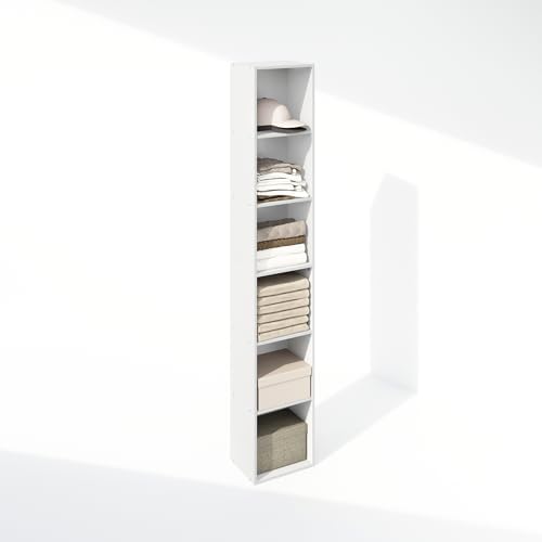 Furinno Cubicle 6-Tier Closet Organizers and Storage, Closet Organizer, Open Shelf Closet Storage, for Wardrobe, Bedroom, Living Room, White