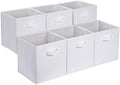 Amazon Basics Collapsible Fabric Storage Bins with Handles, Cube Organizer, 13"x13"x13", White, 6-Pack