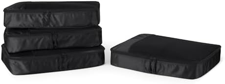 Amazon Essentials 4-Piece Packing Cubes Travel Accessories Set, Luggage Organizer with Double Zipper, Mesh Top, Space-Saving, Large, Black (Previously Amazon Basics)