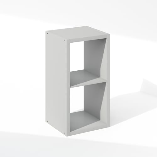 Furinno Cubic Extra Thick 2-Cube Closet Organizers and Storage, Light Grey