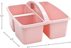 Teacher Created Resources Light Pink Portable Plastic Storage Caddy 6-Pack for Classrooms, Kids Room, and Office Organization, 3 Compartments