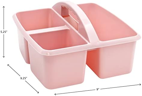 Teacher Created Resources Light Pink Portable Plastic Storage Caddy 6-Pack for Classrooms, Kids Room, and Office Organization, 3 Compartments