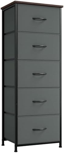 Somdot Tall Dresser for Bedroom, 5 Drawer Storage Cabinet, Charcoal Grey