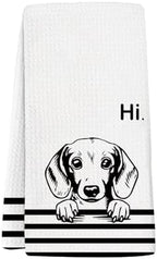 Hi Dachshund Waffle Kitchen Towels, Gifts for Dachshund Lovers Moms Dish Tea Towels for Kitchen, Weiner Dog Lover Gifts Decorative Hand Towels for Bathroom Guest Room Decor, 16x24 Inch by Unknown