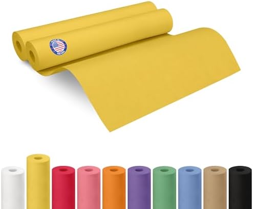 18" x 1200" (100 ft) Yellow Kraft Paper Roll, Pack of 2 - USA-Made Quality Craft Paper for Gift Wrapping, Kids' Arts & Crafts, School Projects - 100% Recycled, 50 lb Natural Material by IDL Packaging