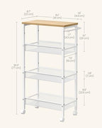 VASAGLE 4-Tier Slim Rolling Storage cart with Wheels, 8.7 Inches, Metal