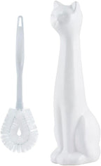 Allure Home Creation White Cat 2-Piece Toilet Brush Holder and Brush Set - Image 5