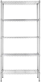Amazon Basics 5-Shelf Adjustable Heavy Duty Steel Wire Rack, Space Saving Storage Shelving Organizer for Kitchen, Garage, No-Tool Assembly, 350 lbs Weight Capacity, 36" x 14" x 72", Chrome