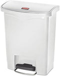 Rubbermaid Commercial Products Streamline Step-On Can, White, 8-Gallon