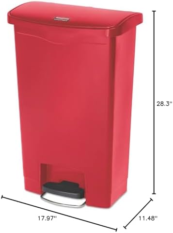 Rubbermaid Commercial Products Streamline Step-On Can, Red, 13-Gallon
