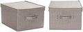 Household Essentials Large Square Storage Box with Lid with Breathable Poly‑Cotton Canvas and Reinforced Sides, Gray Finish, Set of 2