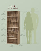 VASAGLE 6-Tier Bookshelf, Storage Organizer, 23.6 x 9.5 x 63.2 Inches