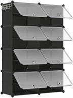SONGMICS Shoe Rack, 8-Tier with Doors, 32-Pair Storage Cabinet