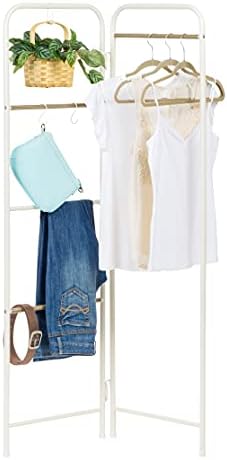 IRIS USA 2 Panels Collapsible Clothes Rack with Shelf, Customizable Garment, Foldable Drying Locked and Leveled, Modern and Fashionable, White
