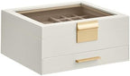 SONGMICS Jewelry Box Organizer, 2-Layer Storage with 1 Drawers, Glass Lid