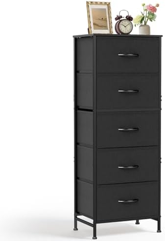 5 Drawers Dresser for Bedroom Fabric Storage Tower with Wooden Top