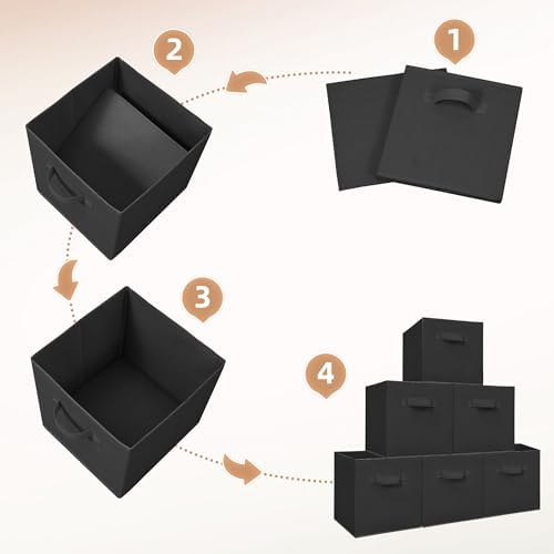 STORAGE MANIAC Storage Cubes, 11 Inch 6 Pack Collapsible Fabric Shelf Bins