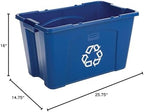 Rubbermaid Commercial Products Recycling Bin - 18 Gallon, Stackable, for Paper and Packaging, Indoor/Outdoor/Garage/Home/Commercial Facilities, Blue