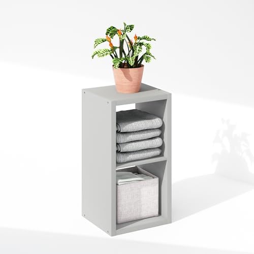 Furinno Cubic Extra Thick 2-Cube Closet Organizers and Storage, Light Grey