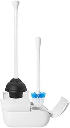 OXO Good Grips Set Toilet Brush & Plunger Combo, White & Good Grips Compact Toilet Brush & Canister