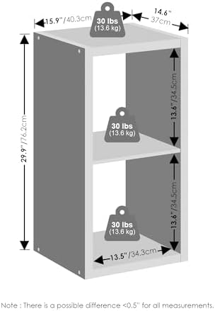 Furinno Cubic Extra Thick 2-Cube Closet Organizers and Storage, Light Grey