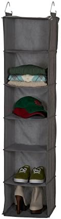 Household Essentials 6-Shelf Linen Hanging Closet Organizer, Gray