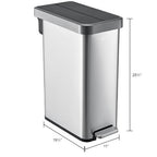 Global Industrial 12 Gallon Stainless Steel Slim Trash Can, Rectangular - Image 6