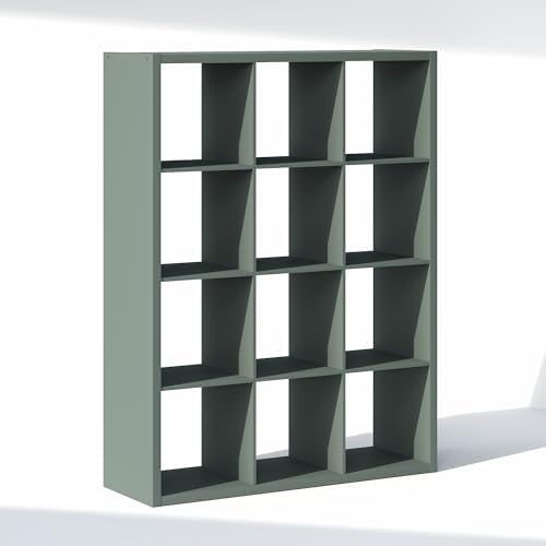 Furinno Cubic Extra Thick 12-Cube Closet Organizers and Storage, Sage Green