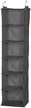 Household Essentials 6-Shelf Linen Hanging Closet Organizer, Gray