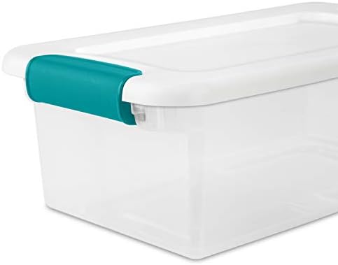 Sterilite 6 Quart Latching Box, Small Clear Plastic Storage, White, 12 Pack