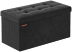 SONGMICS Storage Ottoman Bench, 30 Inches Velvet Foldable Foot Rest