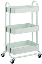 Amazon Basics 3-Tier Metal Rolling Utility Cart, Storage Organizer, Multi-Functional Kitchen Island Cart, Portable Shelving Unit with Caster Wheels, Mint Green