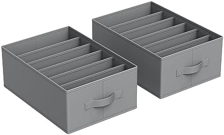 SONGMICS Set of 2 Foldable Wardrobe Clothes Organizers, 6-Compartment
