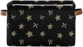 Dussdil Bow Leopard Stars Storage Basket Bows Fabric Kitchen Baskets Storage Bins Boxes Foldable Cloth Organizer Bags for Kids Toys Books Shelf Closet Playroom Laundry Baskets 1 PCS