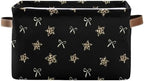 Dussdil Bow Leopard Stars Storage Basket Bows Fabric Kitchen Baskets Storage Bins Boxes Foldable Cloth Organizer Bags for Kids Toys Books Shelf Closet Playroom Laundry Baskets 1 PCS
