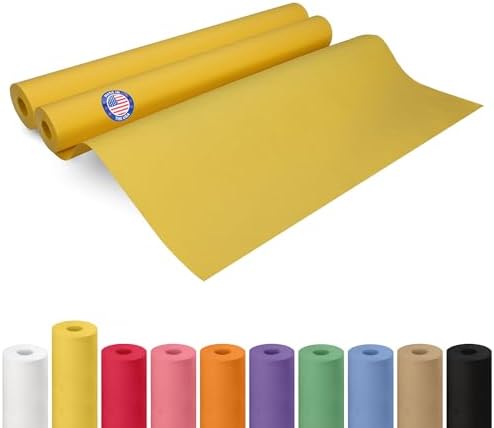 24" x 1200" (100 ft) Yellow Kraft Paper Roll, Pack of 2 - USA-Made Quality Craft Paper for Gift Wrapping, Kids' Arts & Crafts, School Projects - 100% Recycled, 50 lb Natural Material by IDL Packaging