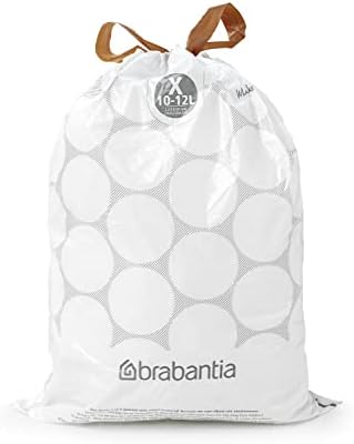 Brabantia PerfectFit Trash Bags (Size X/2.6-3.2 Gal) Thick Plastic Trash Can Liners with Drawstring Handles (200 Bags)