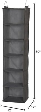 Household Essentials 6-Shelf Linen Hanging Closet Organizer, Gray