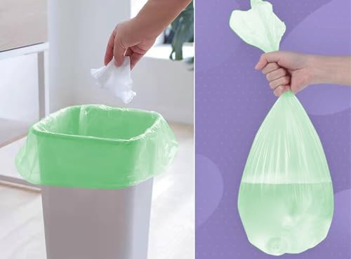 8 Gallon Trash Bags Colored - Extra Thick Medium Garbage Bags 1.1 mil Strong, Leakage-Free,Unscented 30 Liter Thick for Bathroom, Office, Kitchen Waste Basket Trash Can (Green, 200 Count)