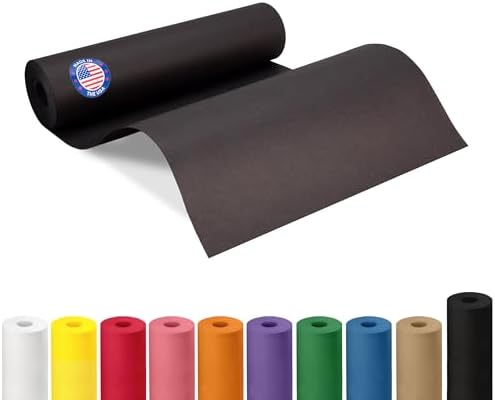 12" x 1200" (100 feet) Black Kraft Paper Roll - USA-Made Quality Craft Paper for Gift Wrapping, Kids' Arts & Crafts, School Projects - 100% Recycled Natural Material 50lb Thickness by IDL Packaging