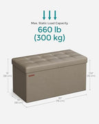 SONGMICS 30 Inches Folding Storage Ottoman Bench with Flipping Lid