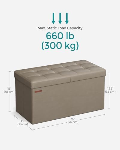 SONGMICS 30 Inches Folding Storage Ottoman Bench with Flipping Lid