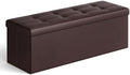 SONGMICS Storage Ottoman Bench, 43.3 Inches Folding Foot Rest Stool