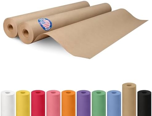 Brown Paper Roll 24" x 1200" (100 feet), Pack of 2 - USA-Made Thick Kraft Paper Roll 50lb Thickness for Packing, Shipping & Crafts/Arts - 100% Recycled Natural Craft Wrapping Material by IDL Packaging