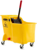 Rubbermaid Commercial Products Tandem Mop Bucket, Drain, Yellow, 31-Quart