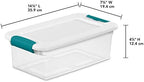 Sterilite 6 Quart Latching Box, Small Clear Plastic Storage, White, 12 Pack