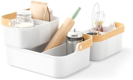 Umbra Bellwood Stackable Bins, Medium, 11x7-Inch, White/Natural