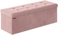 SONGMICS Storage Ottoman Bench, 43.3 Inches Velvet Foldable Foot Rest